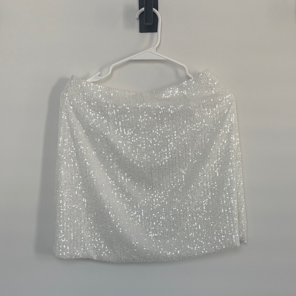 Sparkling White Sequin Mini Skirt